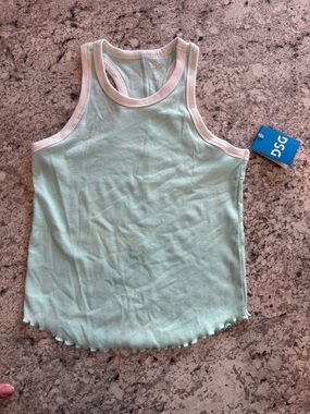 DSG Mint Ribbed Tank with White Binding